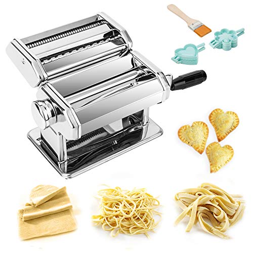 TANBURO Máquina de Pasta, Máquina de Cortador de Pasta de Acero Inoxidable, Máquina de Fideos para Cocina con Molde de Raviolis