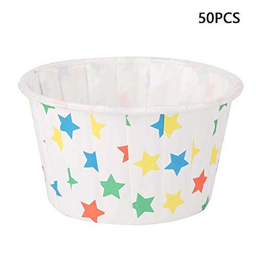 Tarente 50PCS Mini Magdalena de Papel Liner Redonda Torta de la hornada Mollete de Las Tazas Casos del Partido del hogar de la Boda (Estrella)