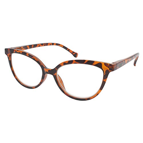 TBOC Gafas de Lectura Presbicia Vista Cansada - Graduadas +1.00 Dioptrías Montura de Pasta [Carey] de Diseño Moda para Mujer Lentes de Aumento para Leer Ver de Cerca con Bisagra Muelle