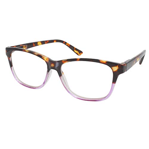 TBOC Gafas de Lectura Presbicia Vista Cansada - Graduadas +4.00 Dioptrías Montura de Pasta [Carey - Lila] de Diseño Moda para Hombre Mujer Unisex Lentes de Aumento para Leer Ver de Cerca