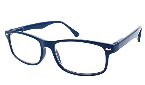 TBOC Gafas de Lectura Presbicia Vista Cansada - [Pack 2 Unidades] Graduadas +1.50 Dioptrías Montura de Pasta Azul y Negra Diseño Moda Hombre Mujer Unisex Lentes de Aumento para Leer Ver de Cerca