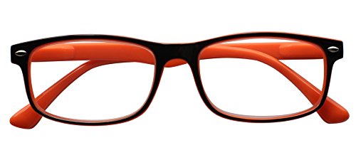 TBOC Gafas de Lectura Presbicia Vista Cansada - (Pack 2 Unidades) Graduadas +2.50 Dioptrías Montura de Pasta Bicolor Naranja y Negra Diseño Moda Hombre Mujer Unisex Lentes de Aumento Leer Ver Cerca