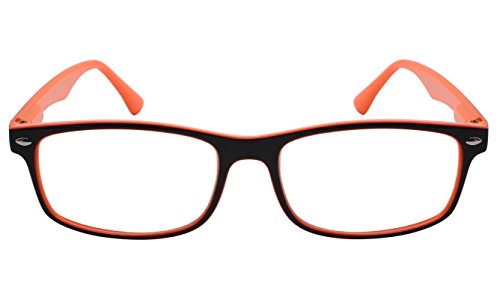 TBOC Gafas de Lectura Presbicia Vista Cansada - (Pack 2 Unidades) Graduadas +2.50 Dioptrías Montura de Pasta Bicolor Naranja y Negra Diseño Moda Hombre Mujer Unisex Lentes de Aumento Leer Ver Cerca