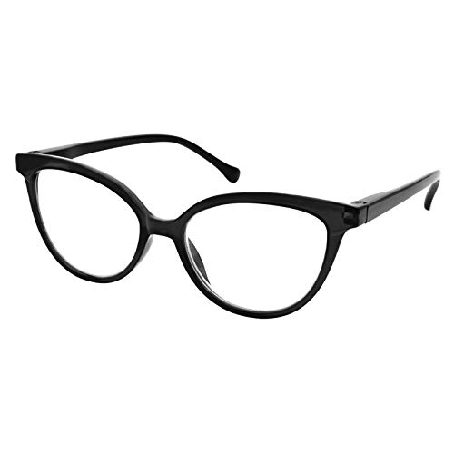 TBOC Gafas de Lectura Presbicia Vista Cansada - [Pack 4 Unidades] Graduadas +2.00 Dioptrías Montura de Pasta [Negra] de Diseño Moda para Mujer Lentes Aumento Leer Ver de Cerca Bisagra Muelle