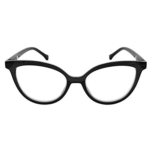 TBOC Gafas de Lectura Presbicia Vista Cansada - [Pack 4 Unidades] Graduadas +2.00 Dioptrías Montura de Pasta [Negra] de Diseño Moda para Mujer Lentes Aumento Leer Ver de Cerca Bisagra Muelle