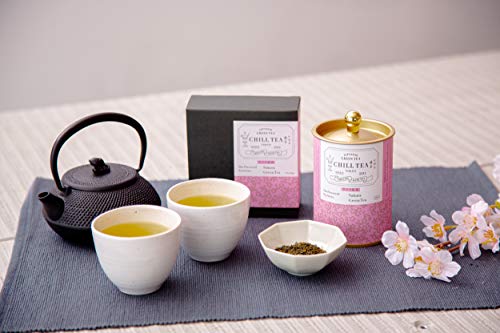 Té de hoja Sakura (de flor de cerezo) de CHILL TEA Tokyo - Té verde de hojas sueltas 100% japonés - Delicioso sabor frutal y floral (100g)