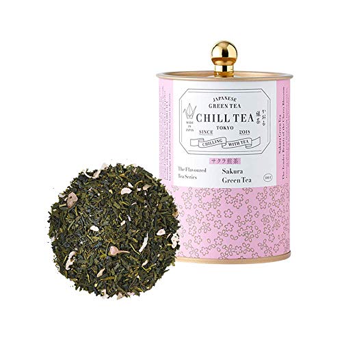 Té de hoja Sakura (de flor de cerezo) de CHILL TEA Tokyo - Té verde de hojas sueltas 100% japonés - Delicioso sabor frutal y floral (100g)