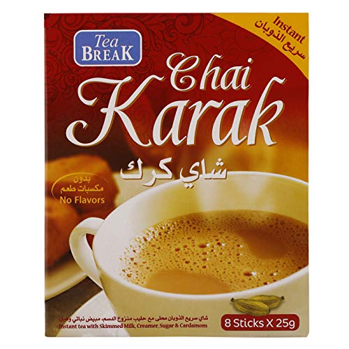 Té Instantáneo Karak Chai con leche en polvo, azúcar y cardamomo, 8 x 25 g sobres