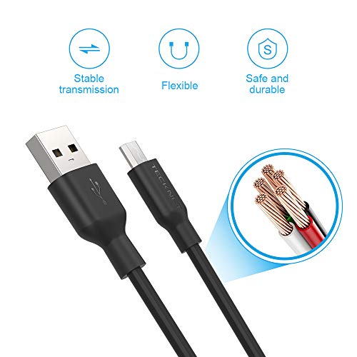 TECKNET Cable Micro USB, 6 Unidades (1x2M+3x1M+1x30CM+1X10CM) de Alta Velocidad - 2.4A USB Micro Cable de Carga para Tableta, Galaxy S7 / S6, Sony, Huawei, LG, Nexus, HTC, Kindle, PS4