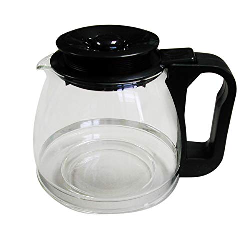 Tecnhogar 00566 - Jarra cónica universal para cafetera con tapa regulable altura, transparente/negro, capacidad 1 L