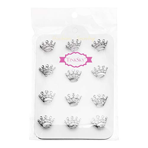 TENDYCOCO Broche TinkSky Broche de Moda Diamante Fiesta de Bodas Concurso Tiara Corona Broche Pin 12pcs (Plata)