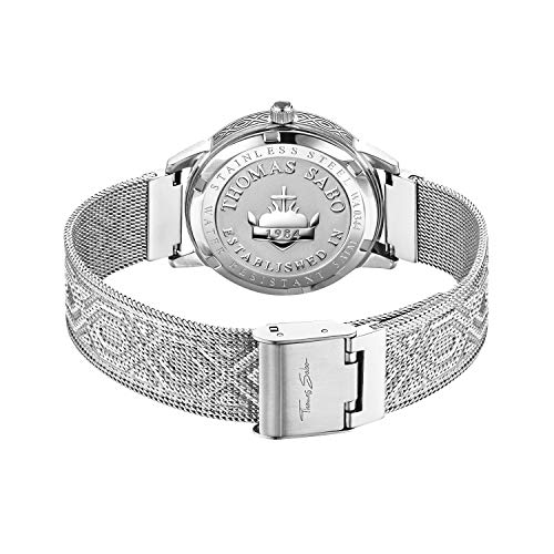 Thomas Sabo Reloj Analógico para Mujer de Cuarzo con Correa en Acero Inoxidable WA0344-201-218-33 mm