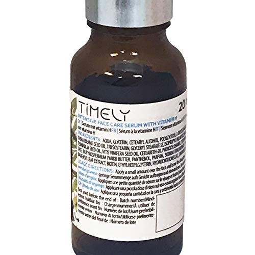 Timely - Sérum de cuidado facial intensivo con vitamina H, biotina, vitamina E y aceite de macadamia