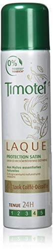 Timotei Laque Capillaire Protection Satin, Huiles Essentielles Naturelles, Look Coiffé-Décoiffé Tenue 24h 250ml