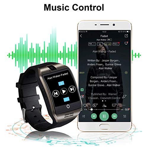 Tipmant Reloj Inteligente Mujer Hombre Smartwatch Pantalla táctil con Ranura para Tarjeta SIM Cámara Podómetro Moviles Buenos Pulsera de Actividad para Android Xiaomi Samsung Huawei (Negro)