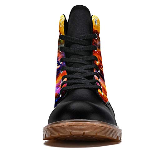 TIZORAX Retrato de León en Galaxy Espacio Impresiones de Alta Parte Superior de Encaje Clásico Botas de Invierno Zapatos de Escuela para Hombres Adolescentes Niños, color Multicolor, talla 39 2/3 EU