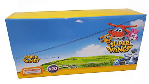 Toallitas húmedas infantiles Super Wings Caja con 10 packs de 20 toallitas cada uno. Cómodo tamaño pocket para llevar en bolsillo, viajes, mochila o bolso