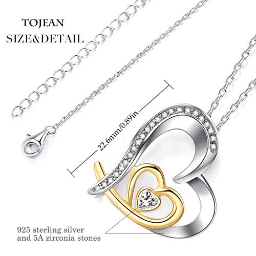 TOJEAN Corazon a Corazon Collar Mujeres Plata de Ley 925, Colgantes Mujer, Joyeria Mujer, Regalos Mujer