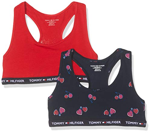 Tommy Hilfiger 2p Bralette Cherries Sujetador, Multicolor (Multi 595), Talla única (Talla del Fabricante: 8-10) (Pack de 2) para Niñas