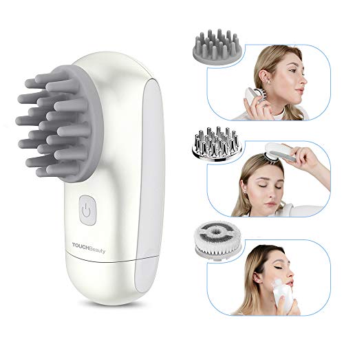 TOUCHBeauty 3 en 1 Masajeadores del cuero cabelludo, Cepillo de limpieza facial portátil para cabeza, cuello, espalda, brazos, piernas, masaje corporal AG-1718