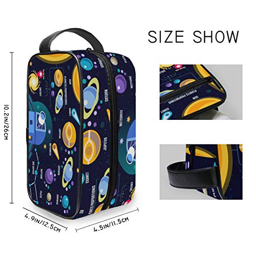 Travel Cartoon Space Galaxy Sistema Solar Planet Tools Estuche de tren cosmético Caja de almacenamiento Bolsa de maquillaje Bolsa de aseo portátil