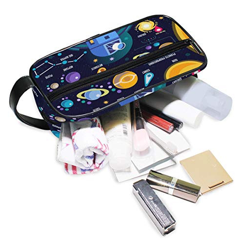 Travel Cartoon Space Galaxy Sistema Solar Planet Tools Estuche de tren cosmético Caja de almacenamiento Bolsa de maquillaje Bolsa de aseo portátil