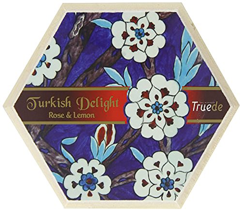 Truede Hexagonal Wooden Box with Rose and Lemon Turkish Delight 250 g