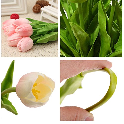 Tulipán Flores Artificiales 10 Piezas Ideal para decoración de casa y patio-Rosado