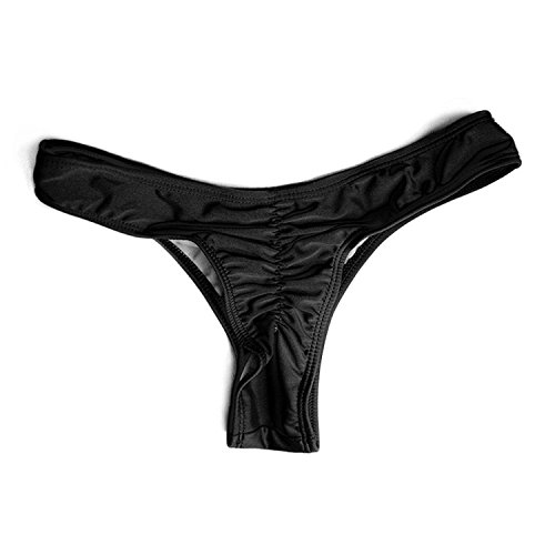 Tuopuda Mujeres Tanga brasileña Imprimir Bikini Bottom Bañarse Playa Ropa Interior (EU 34, Negro)