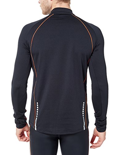 Ultrasport Jimi Camiseta de Correr, Hombre, Negro/Neón Naranja, M