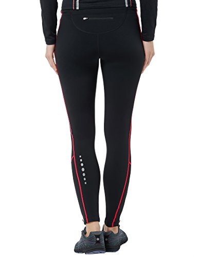 Ultrasport Quick Dry Thermo-Dynamic Pantalones Largos, Mujer, Negro/Rojo, Large