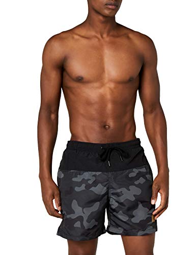 Urban Classics Block Swim Shorts Bañador de natación, Multicolor (Blk/Darkcamo), Medium para Hombre