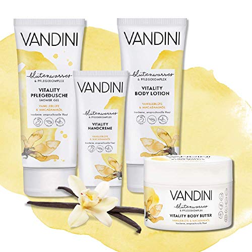 VANDINI VITALITY - Crema de manos con flores de vainilla y aceite de macadamia, 75 ml