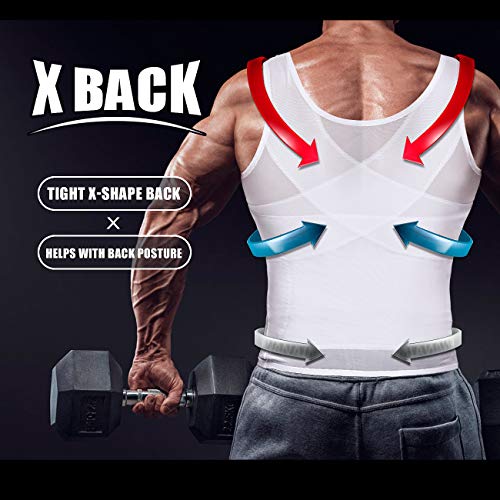 VENI MASEE Camisa de compresión Slim para Hombres, para Ocultar ginecomastia Moobs Cofre Adelgazante Body Shaper Camiseta