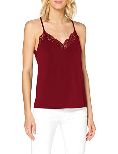 Vero Moda VMANA S/L Lace Top Noos Camiseta sin Mangas, Rojo Oscuro, Mujer