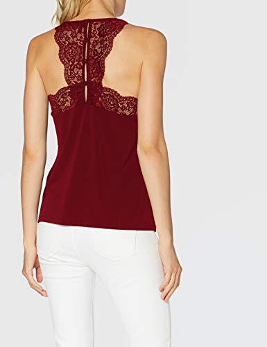 Vero Moda VMANA S/L Lace Top Noos Camiseta sin Mangas, Rojo Oscuro, Mujer