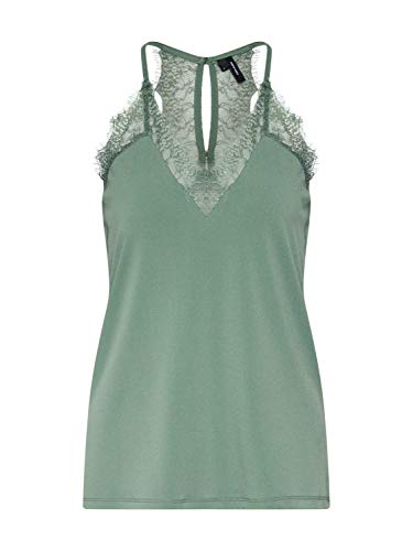 Vero Moda VMMILLA S/L Lace Top Color Camiseta sin Mangas, Laurel Wreath, M para Mujer