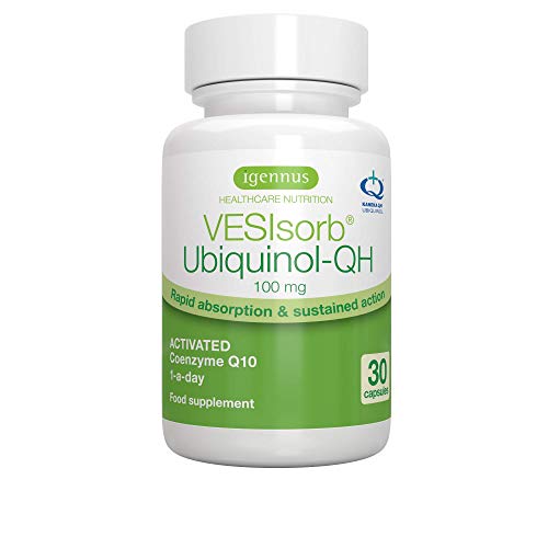 VESIsorb Ubiquinol-QH Coenzima Q10 100mg - Suplemento CoQ10 Kaneka Ubiquinol de alta absorción, fórmula patentada con efecto 6x más duradero, 30 cápsulas