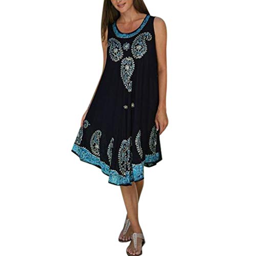 Vestidos Casuales de Verano para Mujer Vestido de Manga Corta con Columpios y Bolsillos-Vestido De Encaje De Gran Tamaño Falda Mujers Fiesta Noche con Cuello Redondo Vestido Casual De Vestido