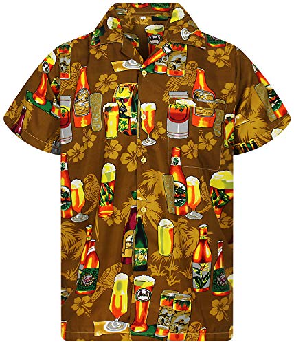 V.H.O. Funky Camisa Hawaiana, Beerbottle, Marron, 3XL