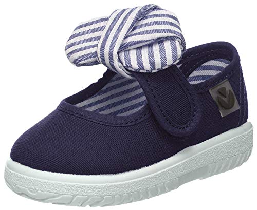 Victoria Mercedes Lona Pañuelo, Zapatos de primeros pasos para Bebé-Niñas, Azul (Marino), 18 EU