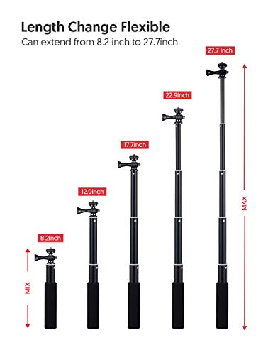 Victure Palo de Selfie Monopod de Auminio Extensible Portátil Universal Compatible con Action CAM Cámara Deportiva Carcasa Impermeable