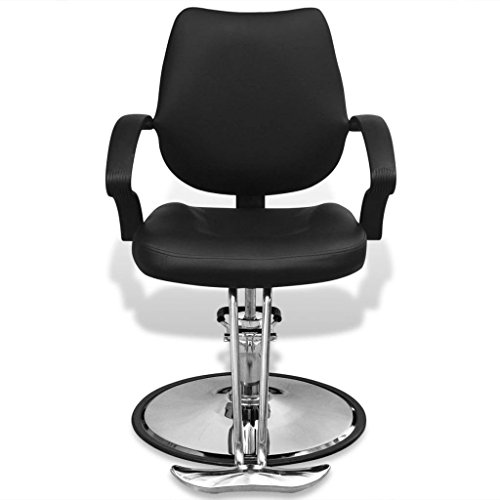 vidaXL Silla Profesional de Barbero Cuero Artificial Negra Asiento Peluquería