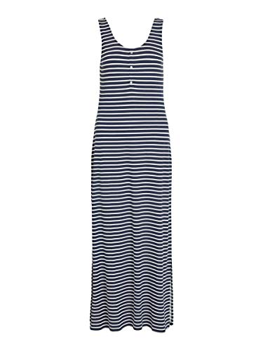 Vila Videll Maxi S/l Dress-Noos Vestido, Rayas: Blanco Nieve 1.0 0.4 Blazer Azul Marino, 38 para Mujer