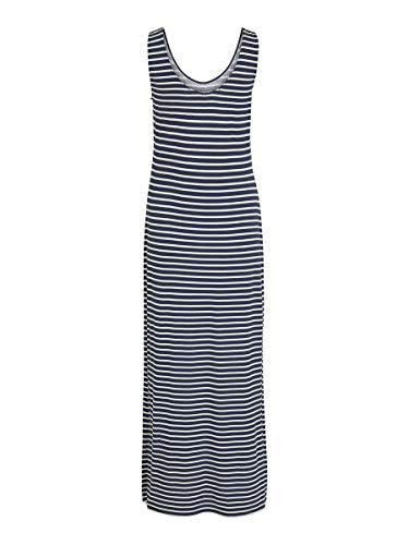 Vila Videll Maxi S/l Dress-Noos Vestido, Rayas: Blanco Nieve 1.0 0.4 Blazer Azul Marino, 38 para Mujer