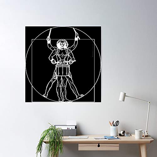 Vinci Dci Drummer Da Drumline Vitruvian Drum Corps Line Man, Impresionantes carteles para la decoración de la habitación impresos con la última tecnología moderna sobre papel semibrillante