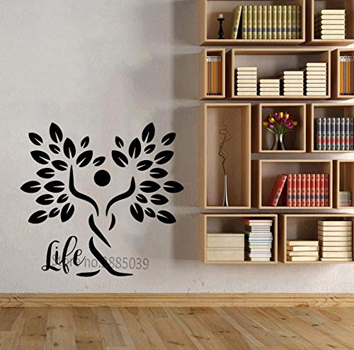 Vinilo Árbol de la vida Tatuajes de pared Vida Naturaleza Hombre Silueta Árbol Símbolo Pegatina Figura de palo Árboles Mural Autoadhesivo 59 * 56cm