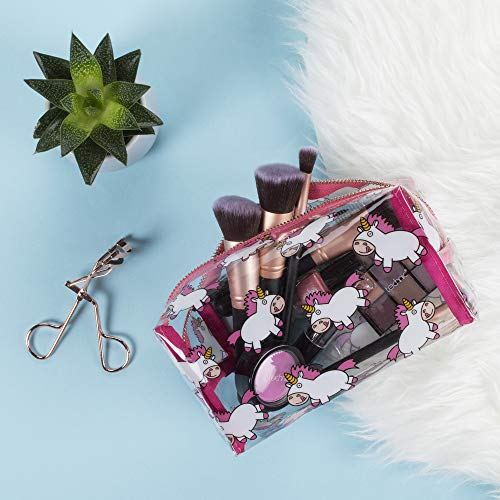 Vivid Hue - Bolsa de maquillaje transparente para mujer, bolsa de cosméticos grande, PVC, bolsa de viaje