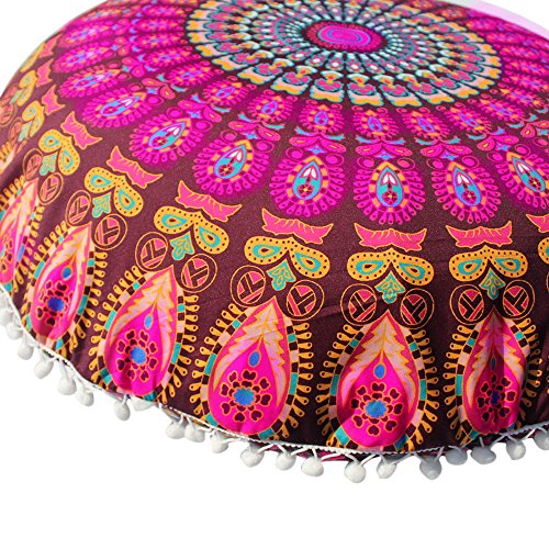 VJGOAL Large Mandala Floor Pillows Round Bohemia impresión Meditación Cojín Funda Otomana Puf Funda de Almohada