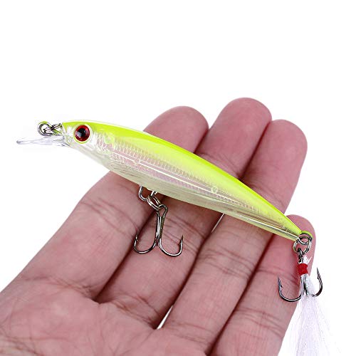 VOANZO 10PCS Cebo de simulación láser 3D Minnow Artificial señuelos de Pesca cebos, plástico Aparejos de Pesca bajo, Cebo Duro Cebo de Pesca Realista Cebo Cebo (Amarillo)